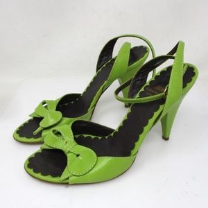 Moschino Green Bow Ankle Strap Heels
